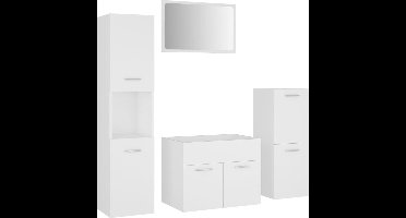 vidaXL - Badkamermeubelset - bewerkt - hout - wit