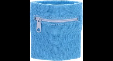 New Age Devi - Multifunctionele Zweetbandje - Polsbandje - Pols Zweetbandje - Met Rits - Voor Sport En Fitness - 8 x 8 CM - Licht Blauw