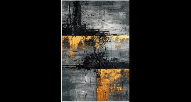 Poster 20x30 cm - Modern - Goud - Grijs - Patroon - Posters - Kamer decoratie - Wanddecoratie woonkamer - Muurdecoratie slaapkamer