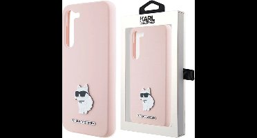 Karl - Lagerfeld - Siliconen Choupette Metalen Pin hoesje voor Samsung Galaxy S23+ - roze