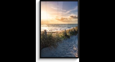 PosterMonkey - Poster in lijst - Fotolijst - Strand - Zee - Duin - Bankje - Poster frame - Poster - Wanddecoratie - Foto met lijst - Kader - 80x120 cm - Poster strand - Posterlijst