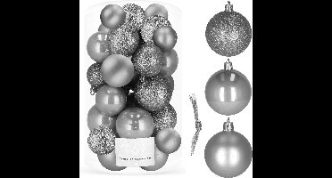 Springos Kerstballen | 30 Stuks | 6/5/4 cm | Grijs