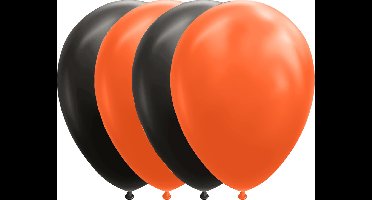10 Ballonnen 12" Zwart / Oranje - Versiering Feestdecoratie Decoratie Verjaardag Jubileum Thema Feest Ballon
