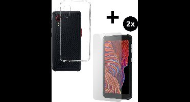 Mobiparts Classic TPU hoesje geschikt voor Samsung Galaxy Xcover 5 met 2 Screenprotectors van Gehard Glas - Transparant