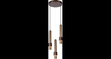 Lucide MARGARY - Hanglamp - Ø 28 cm - LED Dimbaar - 3x4W 2700K - Koffie