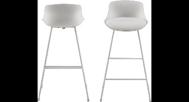 Giga Living Barkruk Sithney - Wit - PU Leer & Staal - 43x49x94cm - Set van 2