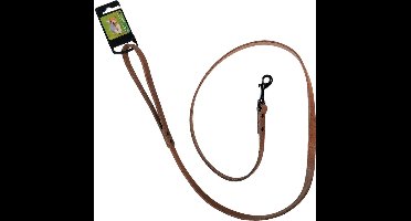 Boon Hondenriem leder - 130 cm x 1,2 cm - Riem leer hond - Hondenriem van echt leer - Puppy riem - Waxleder - Cognac kleur