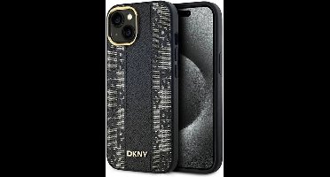 DKNY Leren MagSafe-hoesje met geruit monopatroon voor iPhone 15/14/13 - Zwart