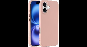 Hoesje Geschikt voor iPhone 16 – Zacht siliconen liquid backcover – Pink Sand