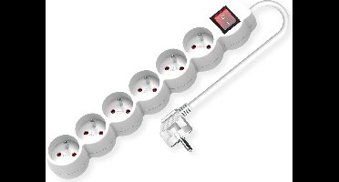 VALUE 6voudige stekkerdoos UTE, met schakelaar, wit, 3 m