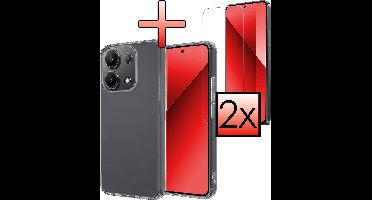 Hoesje - Met 2x Screenprotector - Geschikt voor Xiaomi Redmi Note 13 4G - Sterk & Shockproof - Back Cover - Siliconen Case - Telefoon Hoes - Transparant
