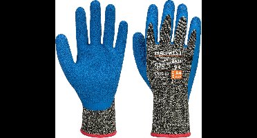 Portwest Snijbestendige Aramide/Latex handschoen - Zwart/blauw - L