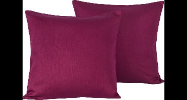 De Witte Lietaer Sierkussensloop Set Olivia Beet Red - 40 x 40 cm - Satijn Katoen