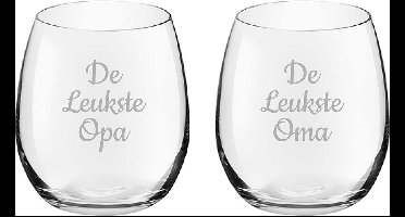 Gegraveerde Drinkglas 39cl De Leukste Opa- De leukste Oma