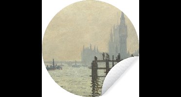 WallCircle - Muurstickers - Behangcirkel - The Thames at Westminster - Schilderij van Claude Monet - 30x30 cm - Muurcirkel - Zelfklevend - Ronde Behangsticker