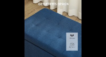 Opbergbank – Opbergbank – Zitbank – Halbank – Ottoman – Blauw – Button Tufting Design – Ruime Opbergruimte 125 cm