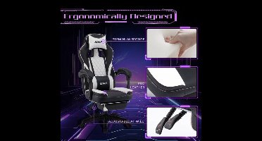 Gamestoel – Gaming Stoel – Game Chair – Gaming Chair – Bureaustoel – Ergonomisch Ontwerp – Verstelbare Hoogte & Lendensteun – Zwart/Paars