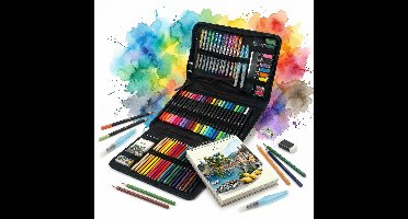Nassau Fine Art Professionele Tekenset 83pcs – Complete Tekenetui met Stiften, Potloden, Verf & Schetsboek – Creatieve Set voor Kinderen & Volwassenen – Ideaal voor onderweg