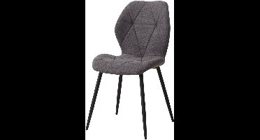 Eetkamerstoel – Stoel – Dinersstoel – Zitstoel – Linnen Bekleding – Ergonomische Rugleuning – Zwarte Metalen Poten