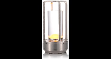 Oplaadbare draadloze LED-tafellamp – Waterdichte, draagbare, via touch dimbare bureaulamp voor buiten, op de camping, op het terras, in de slaapkamer en in de woonkamer (nachtlampje) – Zilver