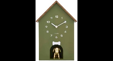 Karlsson Wandklok Dog House - Groen - 11.5x26.5x36.5cm - Wandklok Modern