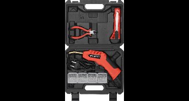 YATO YT-824485 Kunststof Lasapparaat - Plastic Reparatieset - Bumperklemmen Apparaat - 60W - Warmt op in 5s - Inclusief 200 Nietjes, Kniptang & Mes