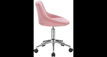 Bureaustoel - Draaistoel - Bureaustoel Wieltjes – Verstelbare & Ergonomische – Fluweelen Clubstoel met Rugleuning - Roze