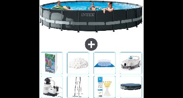Intex Rond Ultra XTR Frame Zwembad - 610 x 122 cm - Inclusief Pomp - Ladder - Grondzeil - Afdekzeil - Filterbollen - Stofzuiger - 9-delig