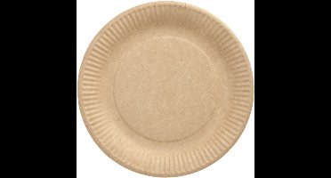 Papieren borden Papstar Pure, wegwerp, rond, Ø 230 mm, voedselveilig, FSC®-gecertificeerd & composteerbaar, bruin, 5 x 100 stuks