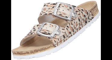 Rieker dames muiltjes beige/leopard