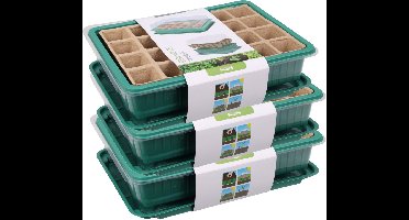 Pro Garden Stekpotje / kweekpot in kweekbak - 3x - 5 stuks - 27 x 20 x 11 cm - turfpotjes - moestuin