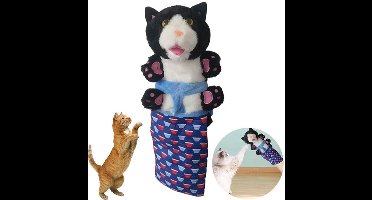 Interactief kattenspeelgoed met worstelaar, zachte kattenhandpop, kattenworstelpop, comfortabel zacht, stevige vulling, leuk rollenspel, interactief kattenspeelgoed