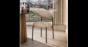 Stoel Round VPE2 - Bouclé zand-bruin - eetkamerstoelen set van 2