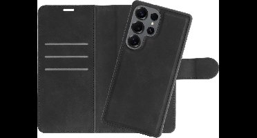 Just in Case hoesje geschikt voor Samsung Galaxy S25 Ultra Hoesje met Pasjeshouder - Uitneembare 2-in-1 Premium Bookcase - Zwart