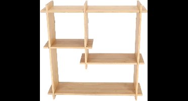 Vierkante Indoor Wandetagère Large – Bamboe – 55 x 15,2 x 55 cm