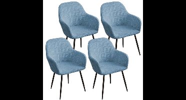 4 stuks stretch stoelhoezen met gebogen rugleuning, afneembare eetkamerstoelhoezen, wasbare bureaustoelhoezen, moderne decoratieve stoelhoezen voor kaptafels, eetkamers, kantoren en hotels, Blauw