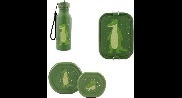Bundel Trixie Back to School set - Lunchbox/Snackdozen/Drinkfles 500ml - Mr. Alligator