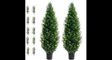 Kunstplant - Kunstplanten voor Binnen en Buiten - Kunstmatige Cedar - Topiary Boom - 122 cm -Evergreen Sierboom voor Tuin en Woondecoratie - Kunsthaag