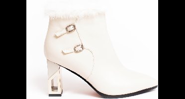 Zerba - Dames Enkellaarzen - Maat 40 - Cremé Leer - Arina