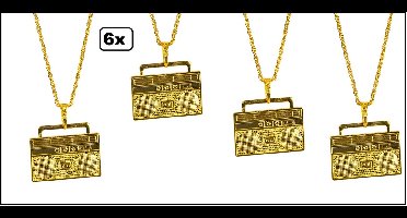 6x Ketting ghettoblaster - 80s - 90s party festival optocht party fun rapper ghetto blaster