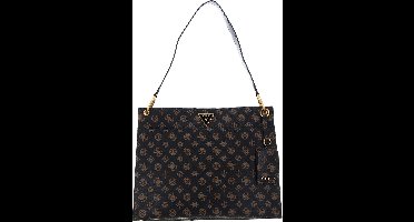 GUESS Schoudertas Basilea Tote Mocha Logo Donkerbruin