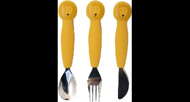 Trixie Baby Bestek - Mr. Lion - Eetset met Lepel, Vork en Mes - Babybestek van Siliconen - Geschikt voor de Vaatwasser