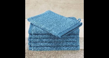 De Witte Lietaer Washandjes Contessa, Lagoon Blue - 16 x 21 cm - 6 stuks - Katoen