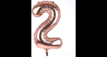 New Age Devi - Feestelijke Ballonnen - Cijfer - Rose Goud - Cijfer 2 - Extra Groot 80cm