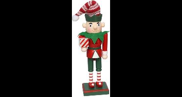 Kleine soldaat met puntmuts en cadeau - 25 cm - Kerstdecoratie