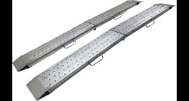 Set oprijplaten aluminium 1100kg 2440 x 240mm inklapbaar bruikbare breedte 220mm MW Tools SOP2400