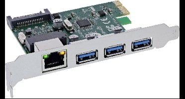 InLine® Combo kaart Gigabit netwerk en USB 3.2 Gen.1, 1x RJ45, 3x USB-A, PCIe x1
