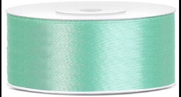 Partydeco Cadeaulint - mintgroen - 2,5 cm x 25 meter - satijn - sierlint - inpakken - decoratie