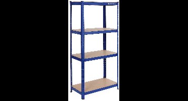 Sierra Stellingkast, Opbergrek GLR44Q, metalen stellingkast voor zwaar gebruik, kelderrek, 160 x 80 x 40 cm, tot 520 kg belastbaar, 4 verstelbare legplanken, insteekrek voor werkplaats, kelder, garage, blauw