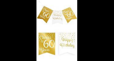 Vlaggenlijn vaandel goud/wit 60 jaar